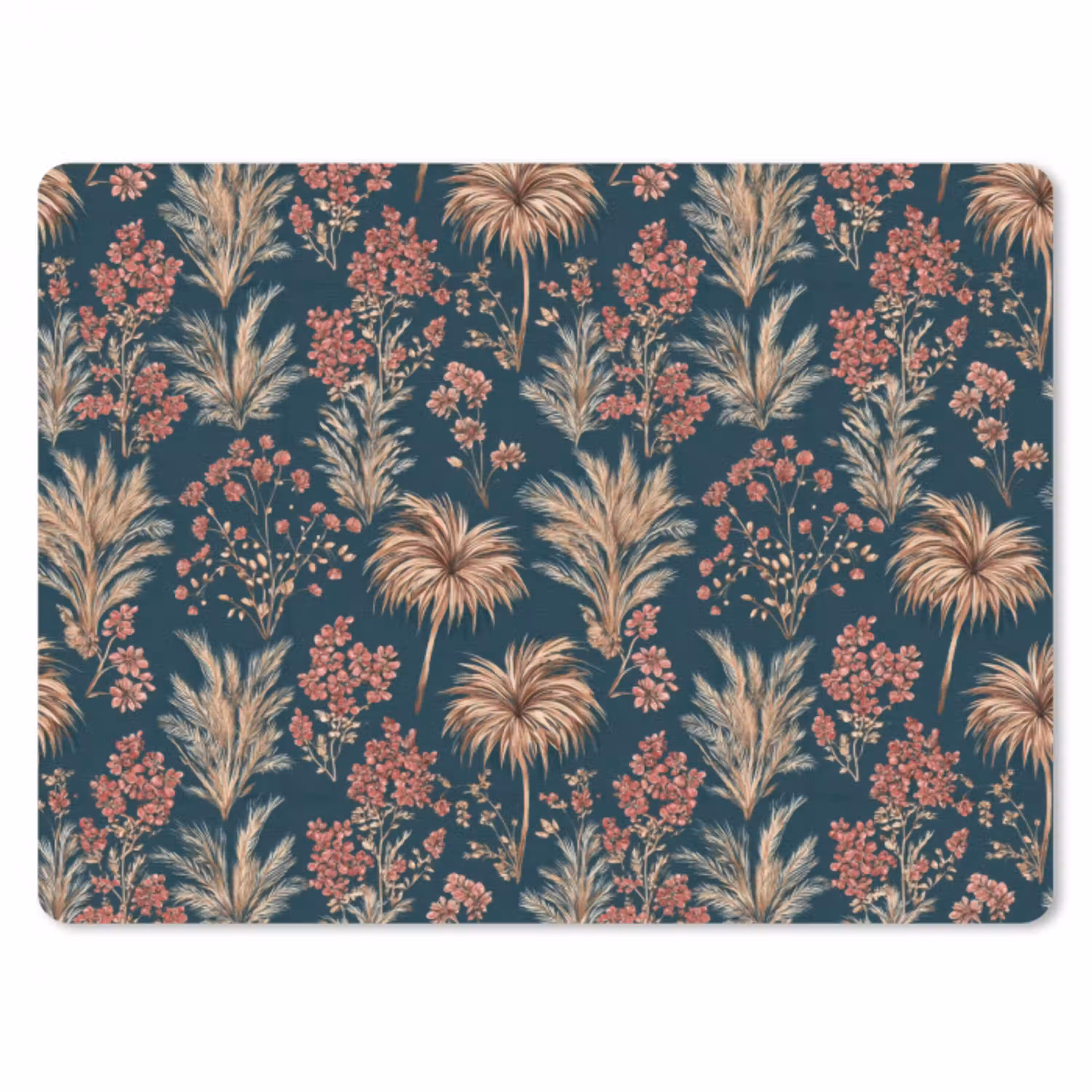 Botanisch - Patroon - Blauw muismat rubber klein 262 -3d