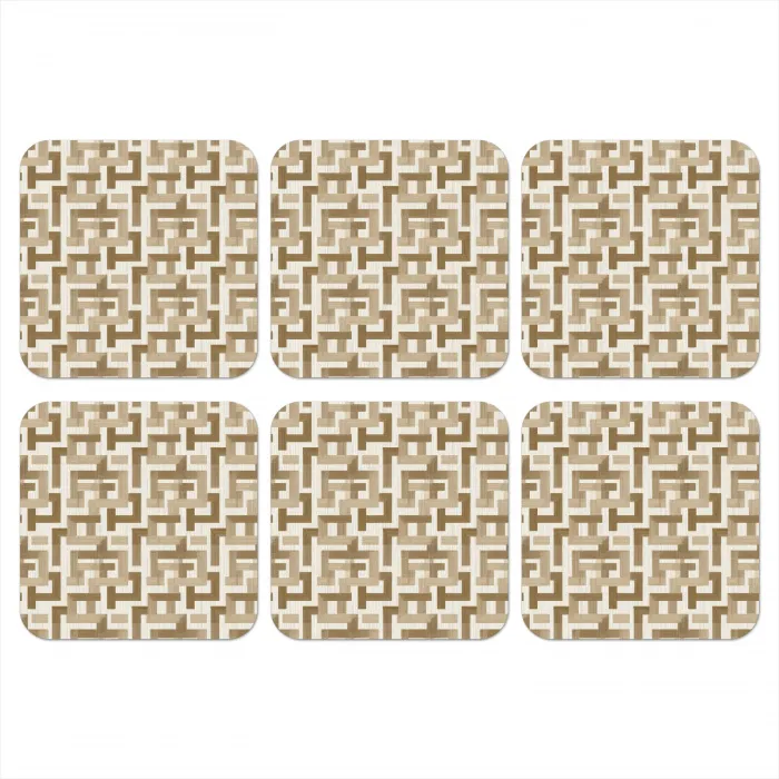 Geometrisch - Retro - Bruin onderzetter kurk middel 366 -3d