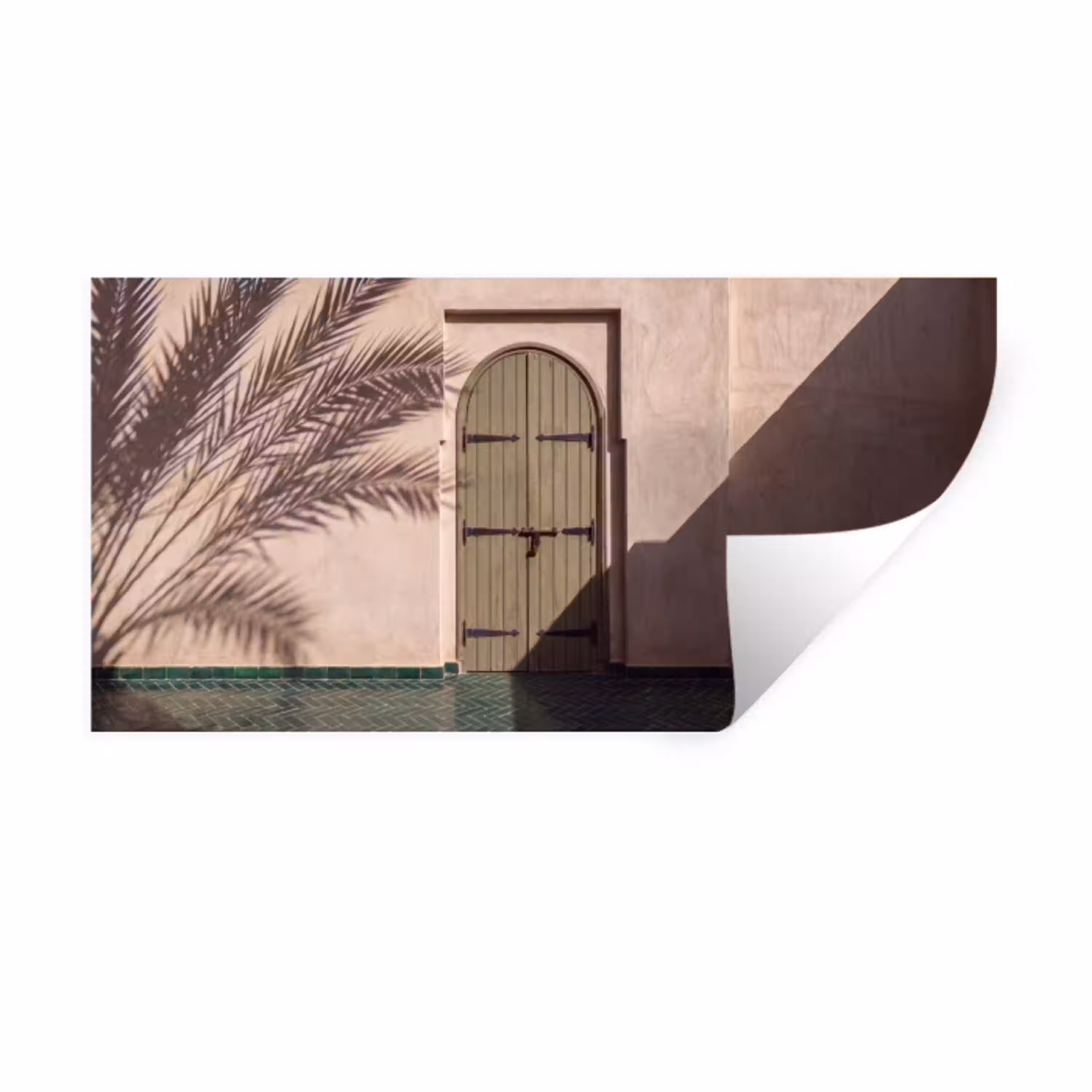Deur - Hout - Architectuur - Groen - Rustiek Muursticker klein -3d