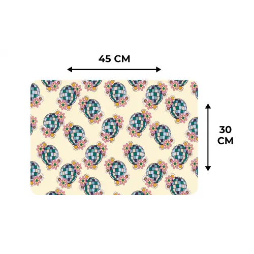 Retro - Disco - Bloemen - Discobal Placemat vinyl groot 368 -specs