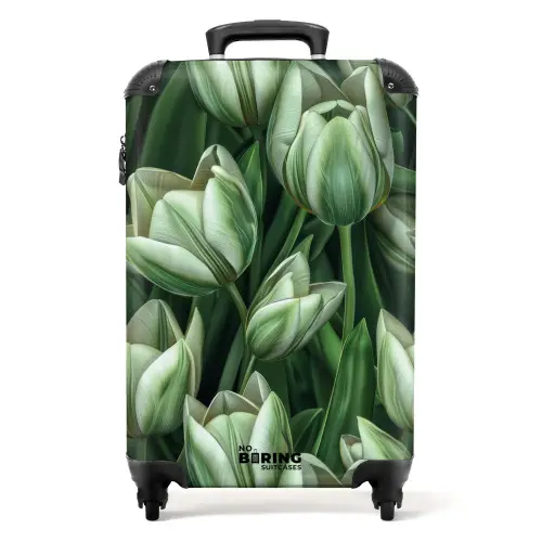 Vintage bloemen - Groen NBS - Handbagage koffer - Kinderen Unisex middel -productfoto_recht