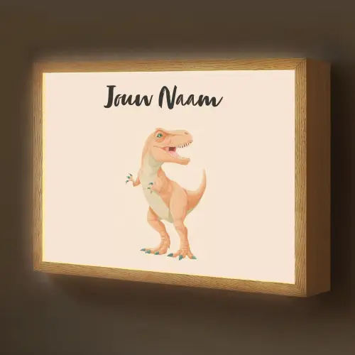 Dino - T-Rex - Oranje Light Box met batterij (Wandlamp kind) middel -z3d_website