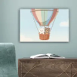 Luchtballon - Beren - Pastel canvas 2cm klein -sfeer4