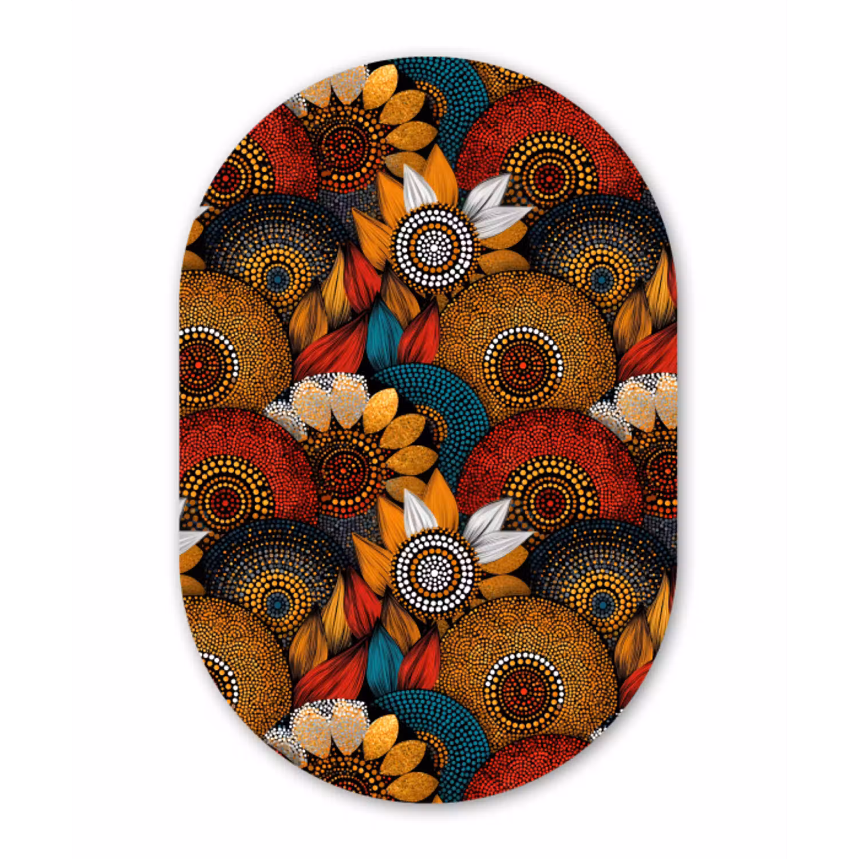 Kleurrijk - Aboriginal - Dot Painting - Botanisch - Patroon Wandcirkel Ovaal Forex klein 630 -3d