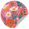 Roze - Bloemen - Wit - Oranje Wandcirkel behangsticker klein -3d