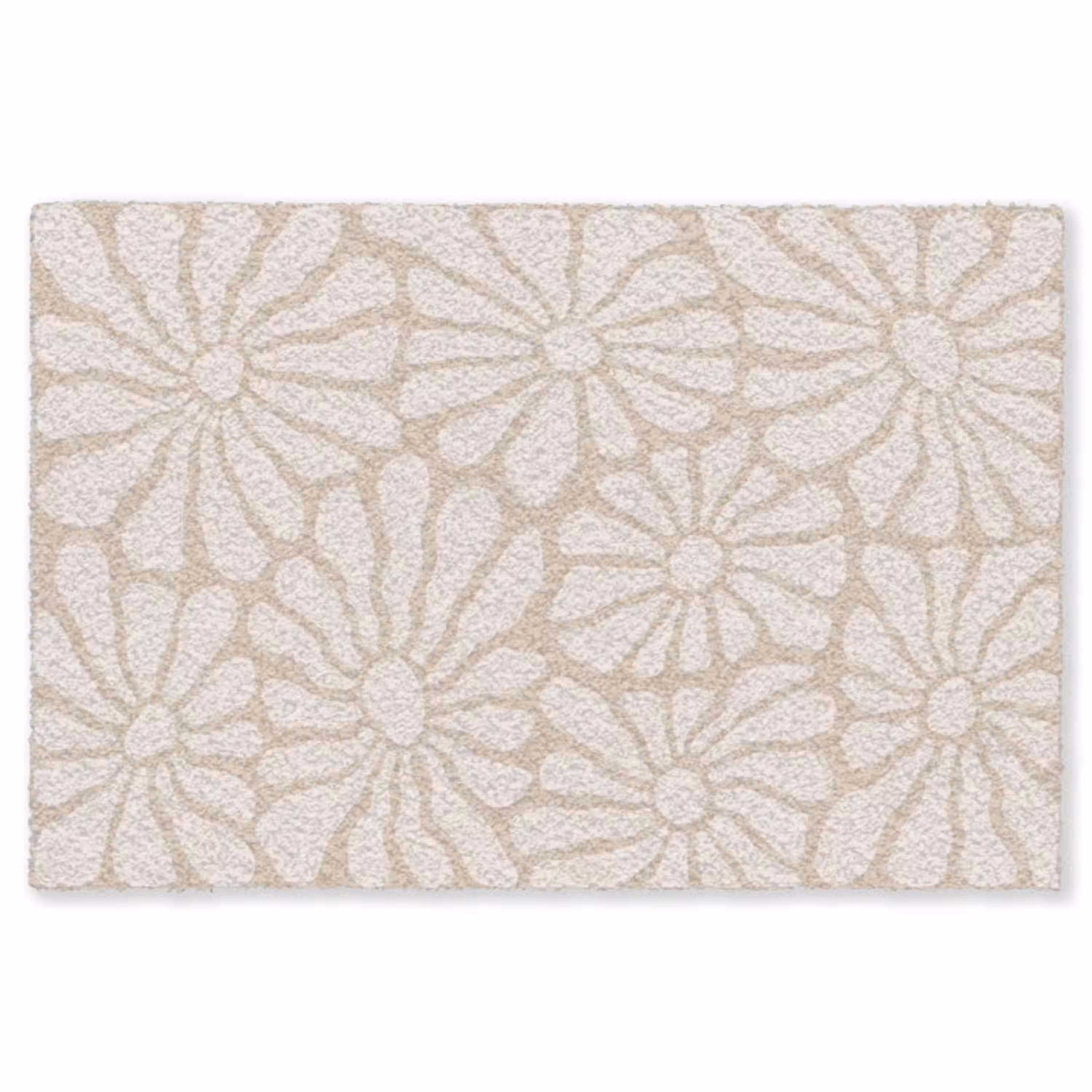 Bloemen - Print - Beige - Bruin - Minimalistisch Vloerkleed Rechthoek klein -3d