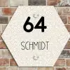 Beige panterprint - Modern Naambord Hexagon klein -sfeer2
