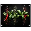 Chilipepers - Basilicum - Blaadjes - Rood tuinposter los doek klein -3d
