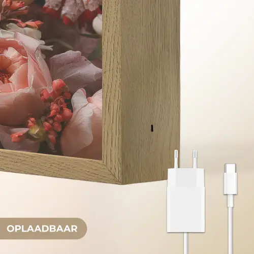 Kaketoe - Dier - Natuur - Botanisch - Bloemen - Roze Light Box met batterij (Wandlamp) middel -USP_websiteoplaadbaarNL