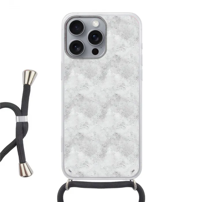 Lichtgrijs - Ruw - Subtiel Hoesje iPhone 16 Pro Max met koord klein 804 -3d