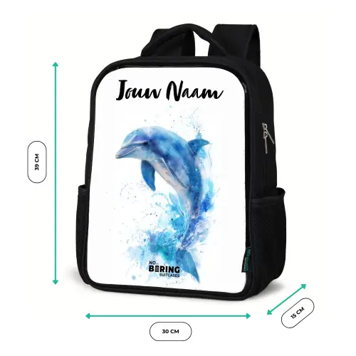 Springende blauwe dolfijn Rugzak - Zwart middel -productfoto_formaten