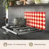 Golvend patroon - Retro - Rood - Beige keuken achterwand spatscherm klein 900 -usp_NL
