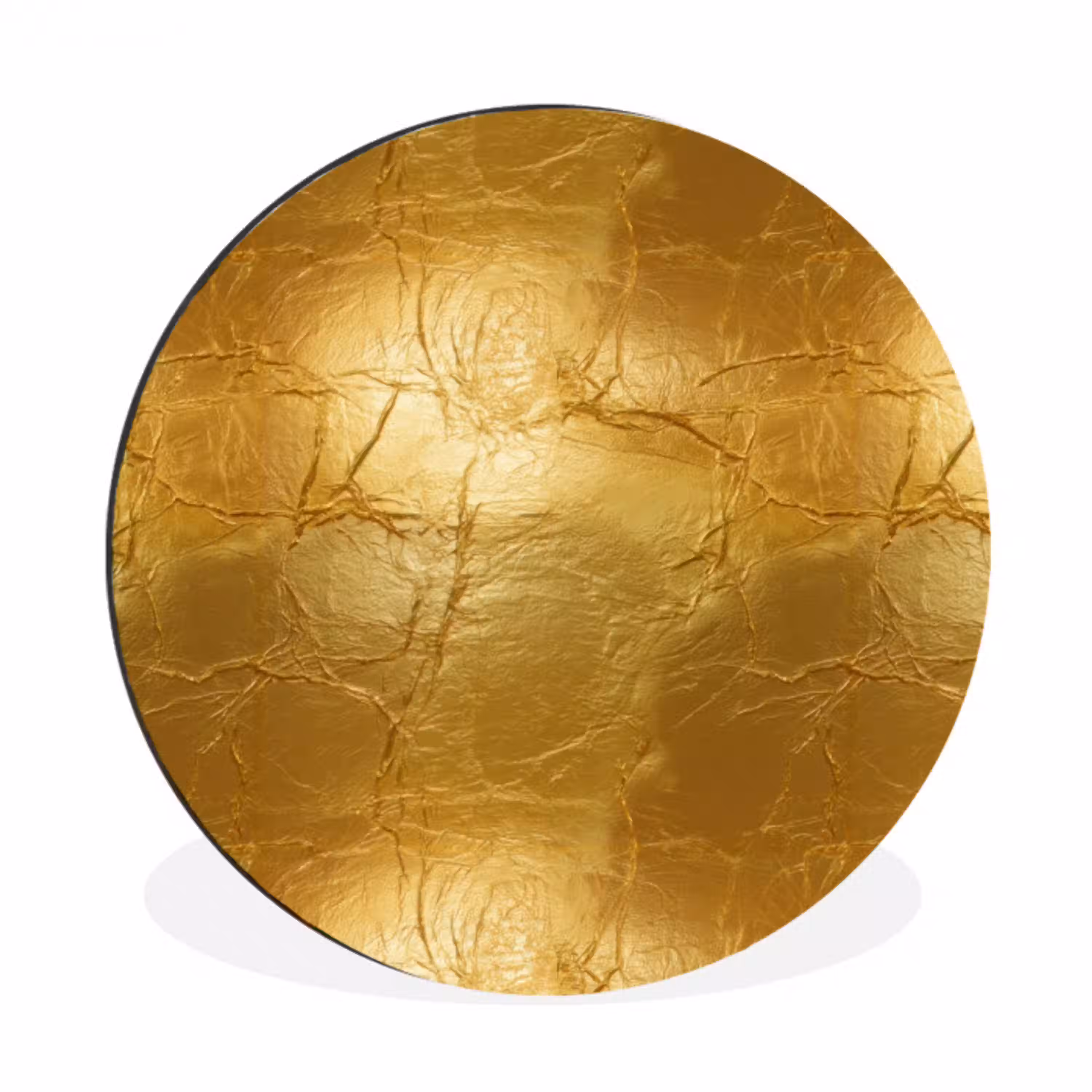 Bladgoud - Vintage - Textuur - Warm Goud Wandcirkel aluminium klein 190 -3d