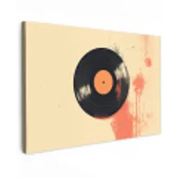 Vinylplaat - Zwart - Verfspatten - Retro Tuinposter op houten frame 2 cm dik klein -3d