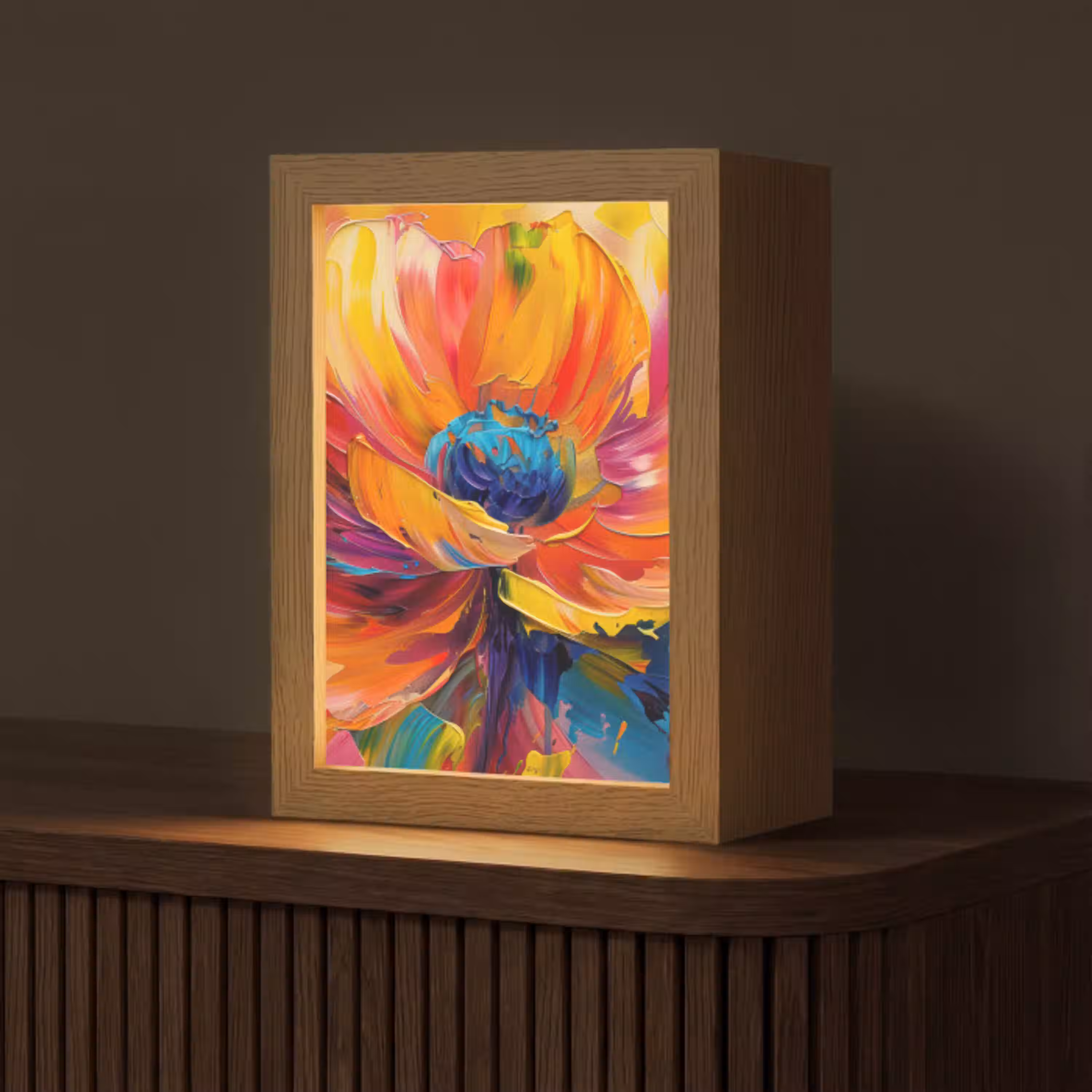 Bloem - Verflook - Modern - Abstract - Kleuren Light Box met kabel (Tafellamp) klein -z3d_website