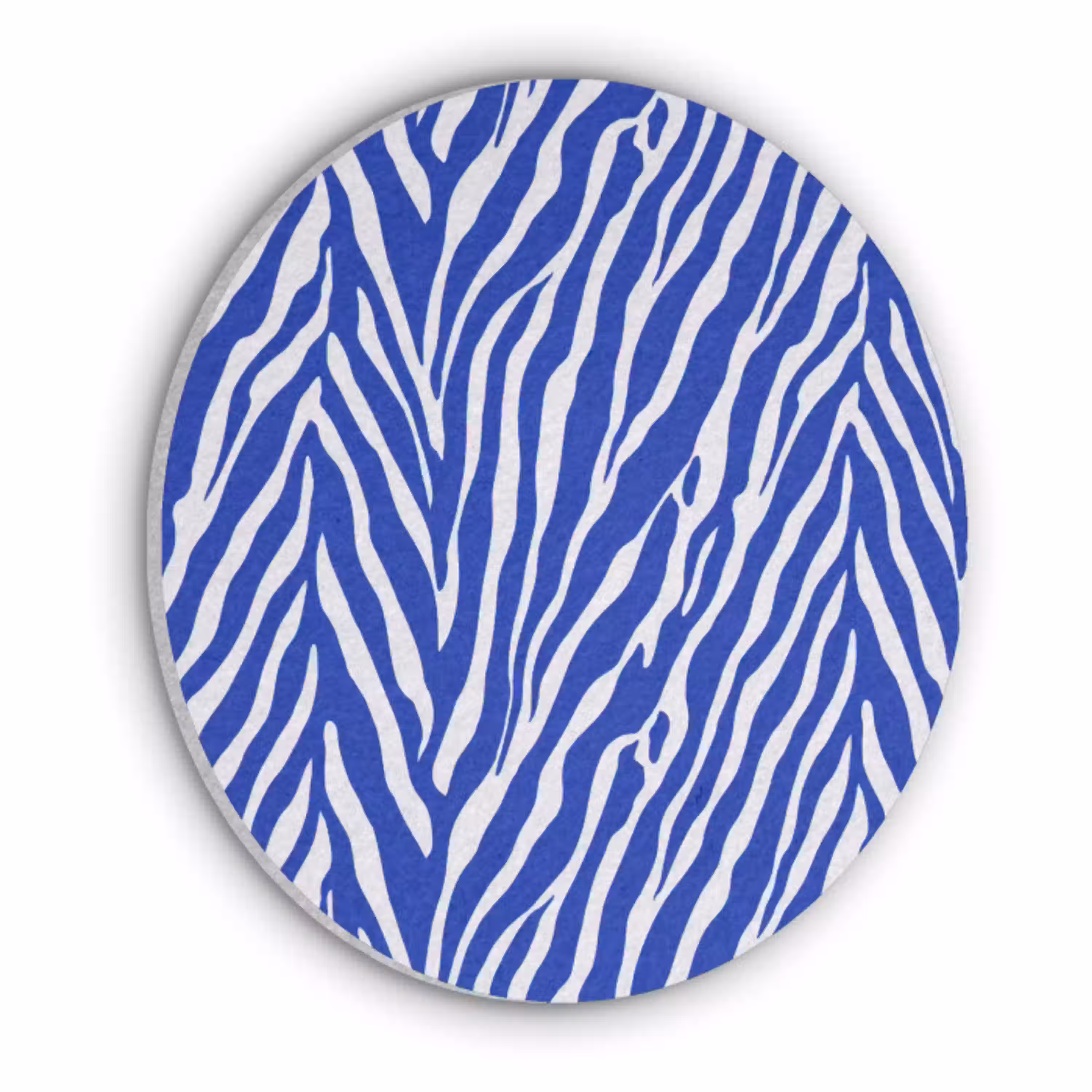 Zebra - Patroon - Kobalt - Blauw Akoestische PET Vilt - Rond klein 838 -3d