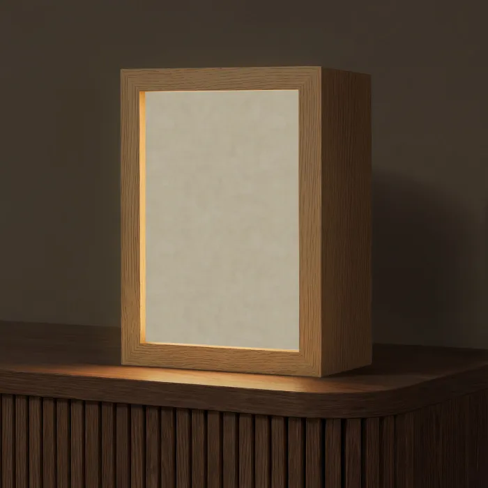 Taupekleur - Gewolkt textuur - Natuurlijk Light Box met kabel (Tafellamp) klein 925 -z3d_website