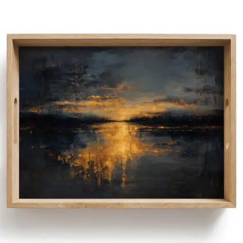 Gouden Reflectie op Water Dienblad Rechthoek middel -z3d_shopping