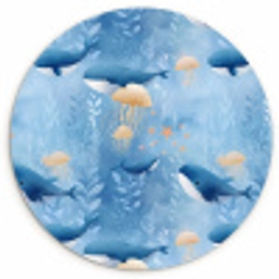 Walvissen - Oceaan - Blauw Wandcirkel kunststof plaat 5mm dik klein 188 -3d