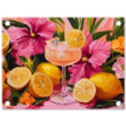 Drink - Bloemen - Yellow tuinposter los doek klein -3d