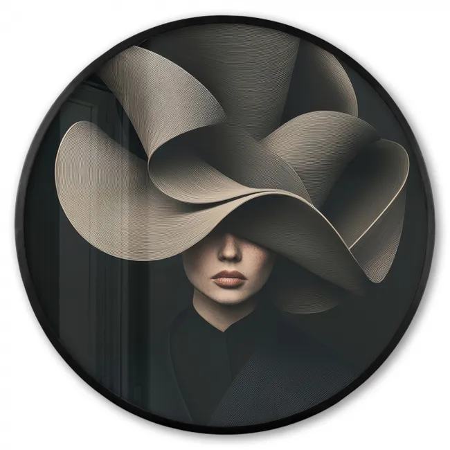 Ronde fotolijst - Zwarte - Hoed - Vrouw