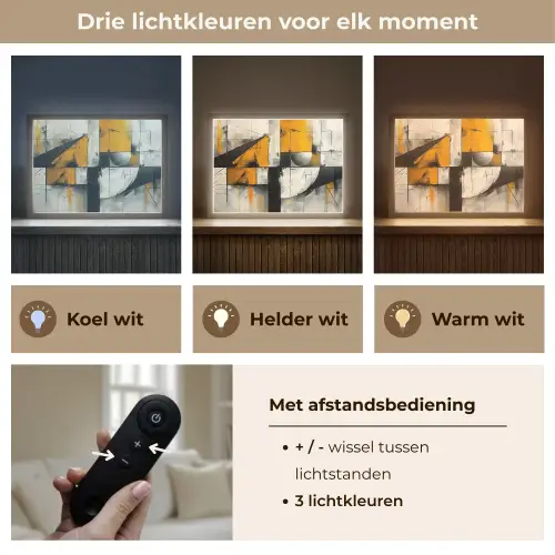 Geel - Abstract - Modern - Vormen Light Box met batterij (Wandlamp) middel -USP_lichtkleurNL