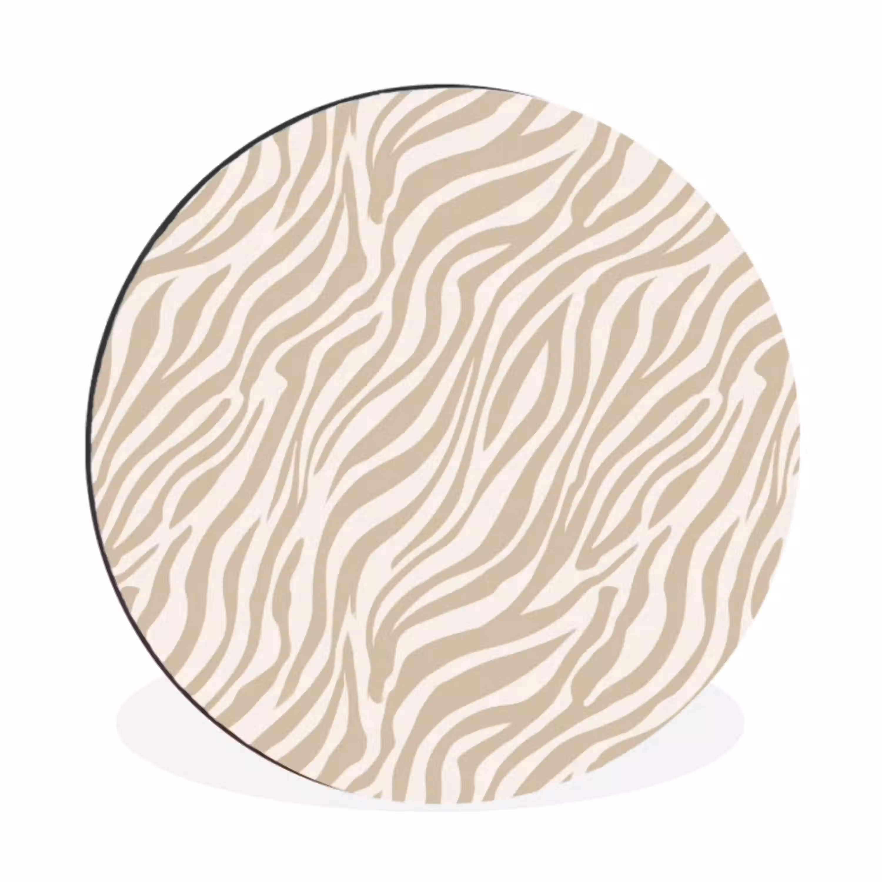 Zebra - Patroon - Beige Wandcirkel aluminium klein 190 -3d