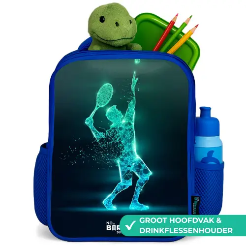 Digitale tennisspeler in futuristische stijl Kinderrugzak - Blauw middel -inhoud_NL