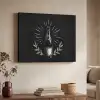 Champagnefles - Lauriertakken - Zwarte achtergrond Textielframe zwart klein -sfeer3
