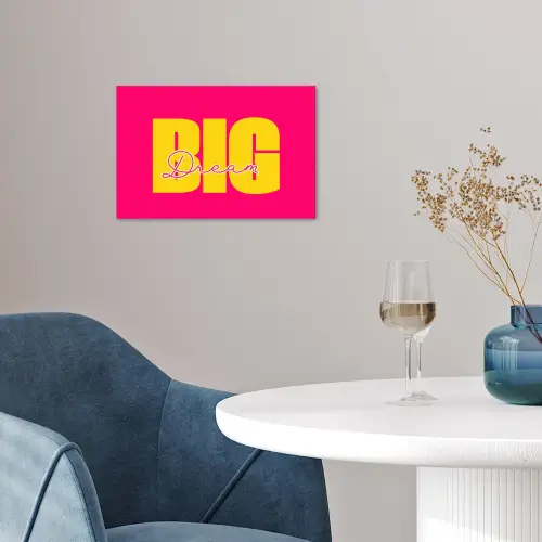 Dream big - Roze - Geel - Minimalistisch poster papier klein -sfeer3