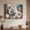 Tijger - Wilde dieren - Bloemen - Jungle Textielframe zwart klein -sfeer3