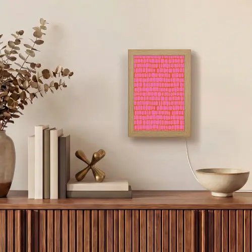 Organisch - Raster - Roze Light Box met kabel (Tafellamp) klein 925 -sfeer2