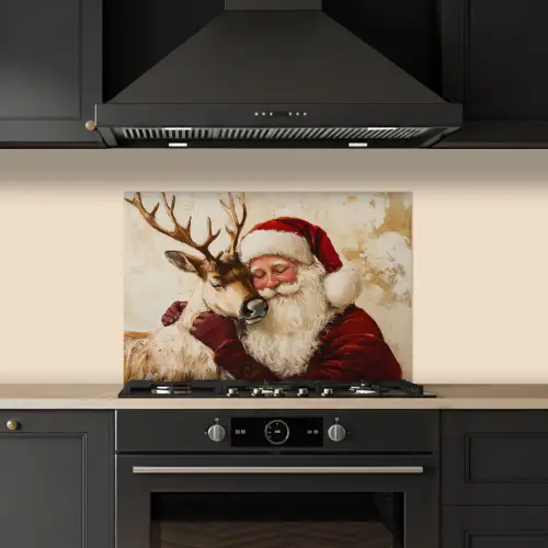 Kerstman - Rendier - Kerst - Christmas keuken achterwand spatscherm klein -sfeer1