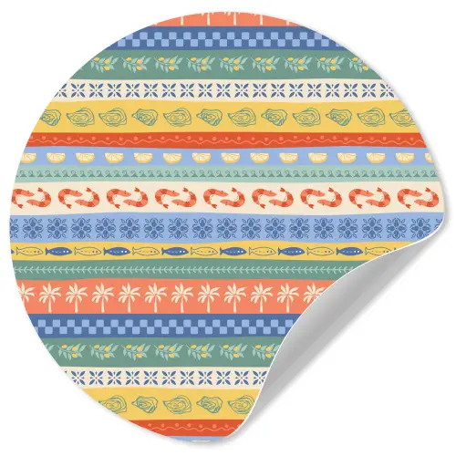 Zee - Sfeer - Oester - Garnaal Wandcirkel behangsticker klein 186 -3d