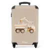 Gele kiepwagen in neutrale kleuren NBS - Handbagage koffer - Kinderen Unisex middel -productfoto_recht
