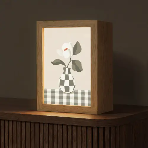 Vaas - Geruit - Groen - Bloem Light Box met kabel (Tafellamp) klein -z3d_website