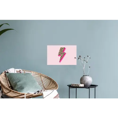 Stippen - Roze - Bliksem Muursticker klein -plant