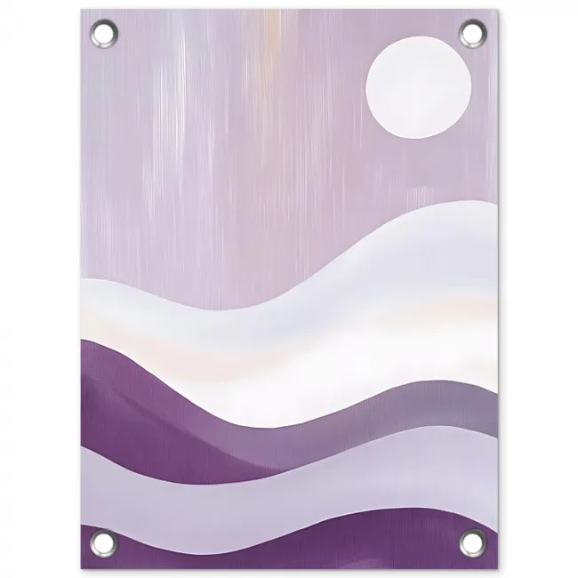 Golven - Heuvels - Abstract - Paars tuinposter los doek klein -3d