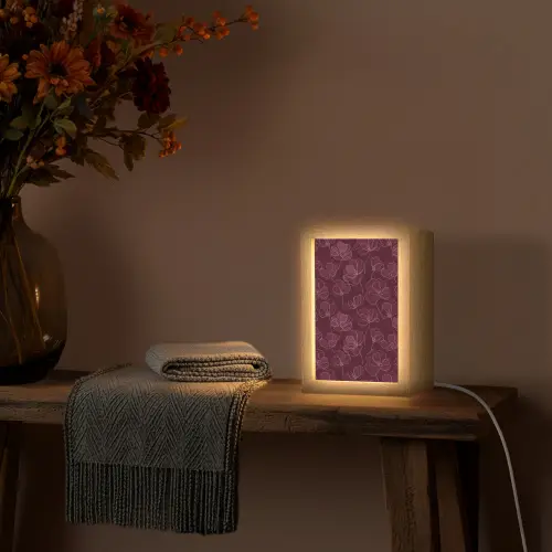 Bloemen - Patroon - Bordeauxrood Light Box met kabel (Tafellamp) klein 925 -sfeer4