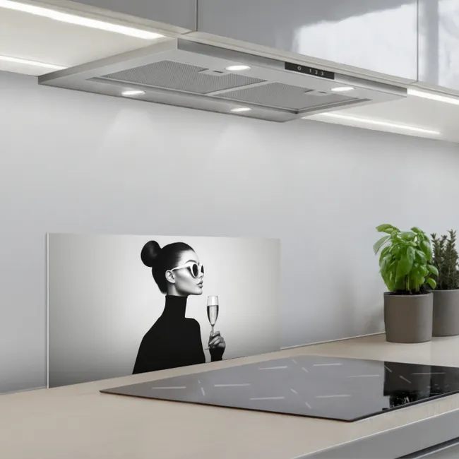 Vrouw - Champagne - Modern keuken achterwand spatscherm klein -3d_schuin