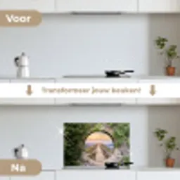 Brug - Zee - Doorkijk - Zomer keuken achterwand spatscherm klein -voor_na_NL