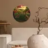 Wijngaard - Druiven - Zonsondergang Wandcirkel behangsticker klein -sfeer1