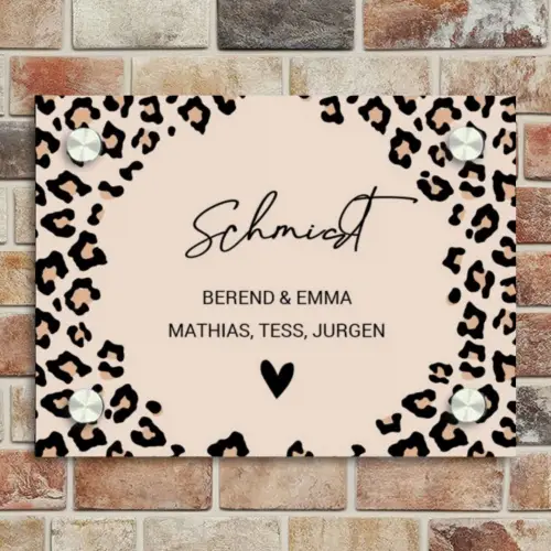 Beige luipaardprint - Sierlijk Naambord Rechthoek middel -sfeer3