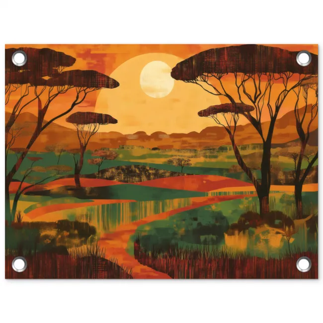 Landschap - Afrikaans - Zon tuinposter los doek klein -3d