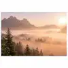 Zonlicht - Mist - Bergen - Bomen poster papier klein -3d