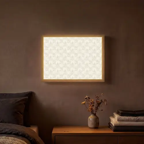 Patroon - Bloemen - Beige Light Box met batterij (Wandlamp) middel 907 -sfeer4