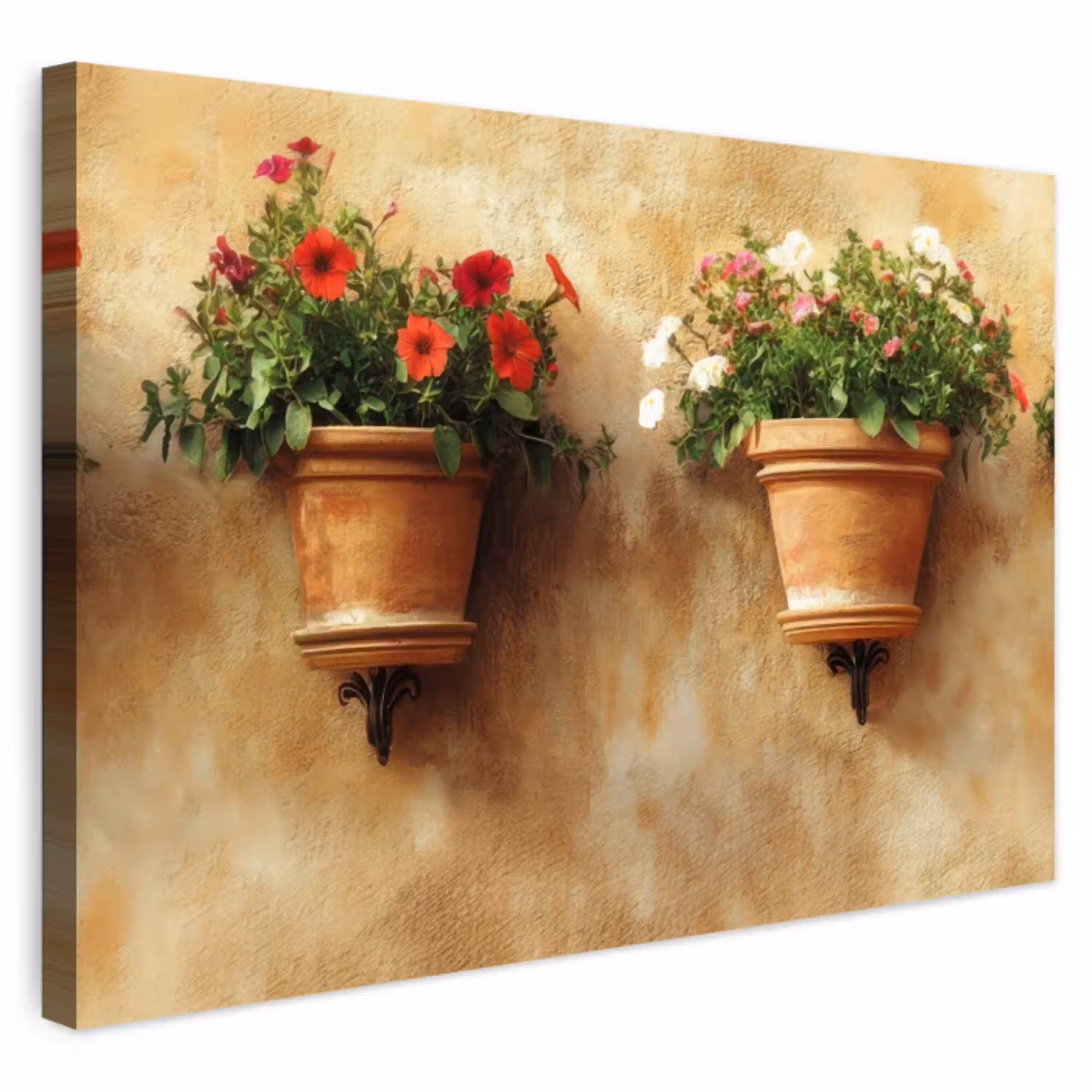 Bloempotten - Muur - Vintage Tuinposter op houten frame 2 cm dik klein -3d