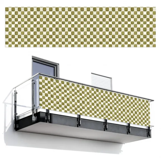 Balkonsichtschutz - Schach - Muster - Grün