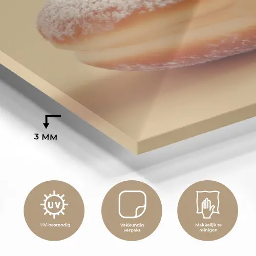 Donut - Romig - Poedersuiker - Beige plexiglas 5mm klein -sfeer2