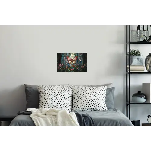 Vlinder - Roze - Bloemen - Bladeren Muursticker klein -slaapkamer